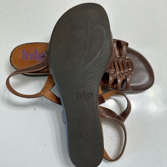 Clark’s Indigo Women’s Wedge Sandals 7.5 Brown Leather Adjustable Strappy Woven - Picture 5 of 8